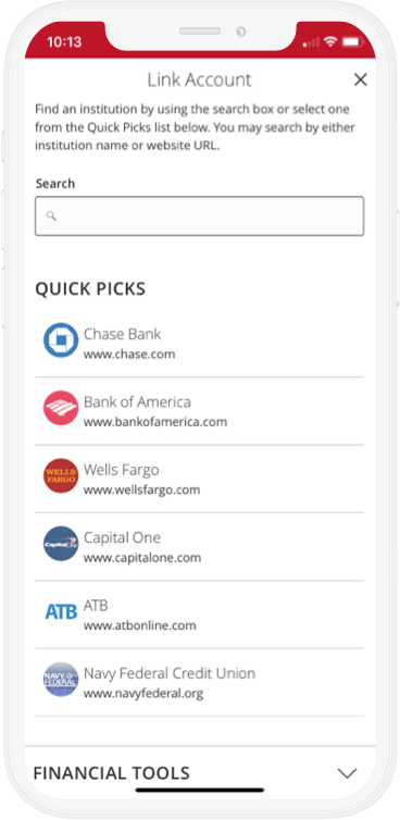 iPhone with linked accounts screen.